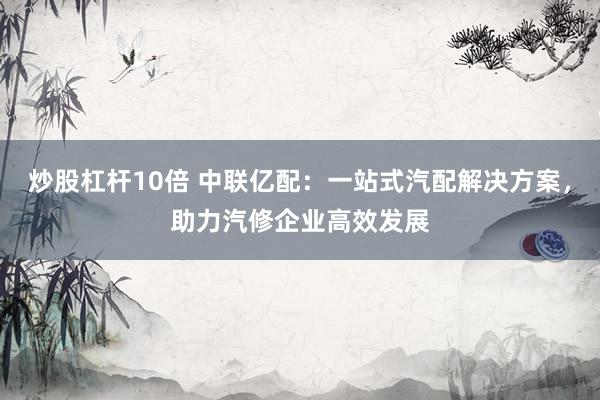 炒股杠杆10倍 中联亿配：一站式汽配解决方案，助力汽修企业高效发展