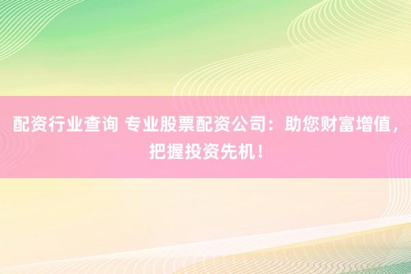 配资行业查询 专业股票配资公司：助您财富增值，把握投资先机！