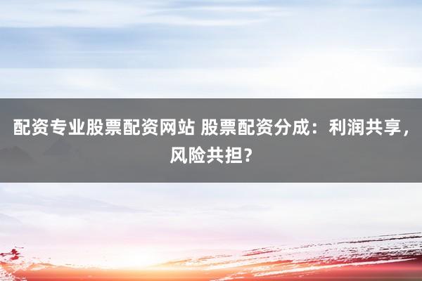 配资专业股票配资网站 股票配资分成：利润共享，风险共担？