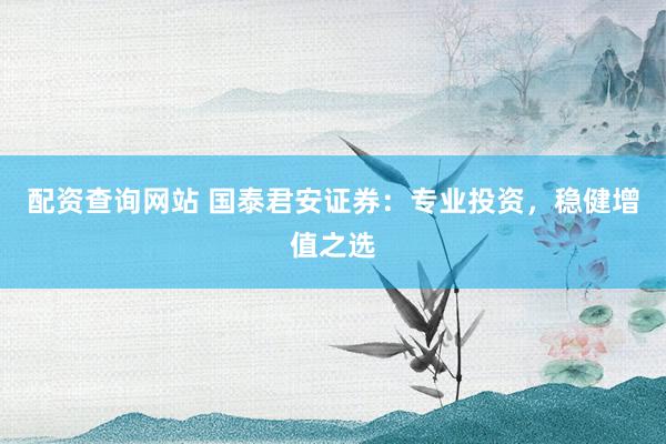 配资查询网站 国泰君安证券：专业投资，稳健增值之选