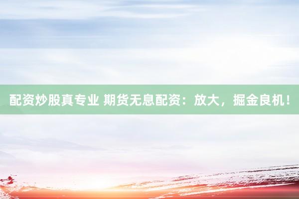 配资炒股真专业 期货无息配资：放大，掘金良机！