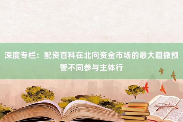 深度专栏：配资百科在北向资金市场的最大回撤预警不同参与主体行