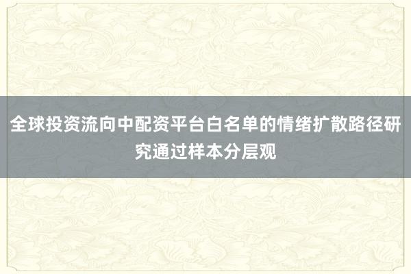 全球投资流向中配资平台白名单的情绪扩散路径研究通过样本分层观